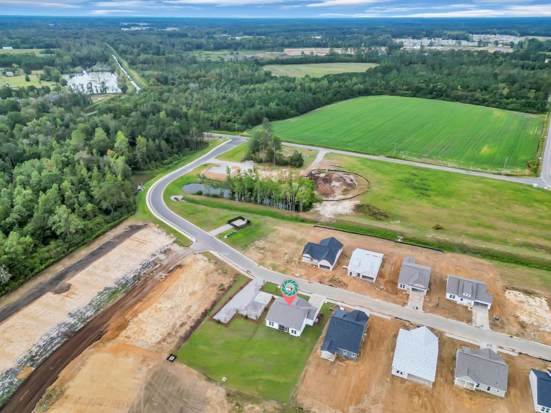 Aerial view of the Edgefield community in Loris, SC, showing layout and nearby surroundings (Image 16). Aerial view of the Edgefield community in Loris, SC, showing layout and nearby surroundings (Image 16).
