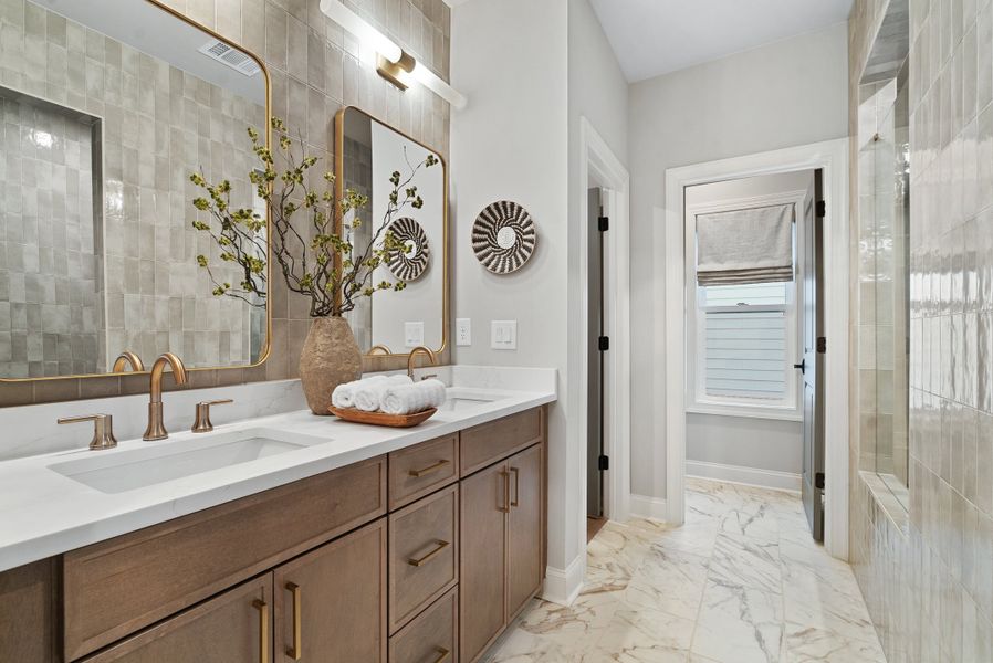 Furnished interior in a model home at Palisades in Cumming (Image 24).