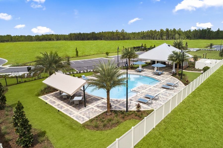 Community amenity center pool and pavilion