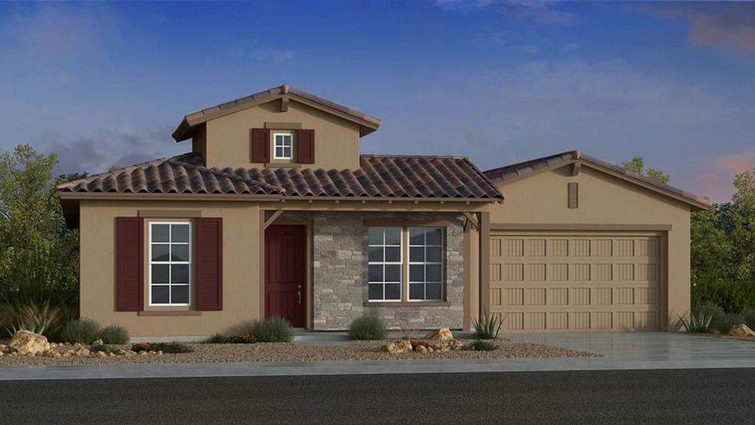 Front exterior of a home in the Ladera Trails Venture II community, located in San Tan Valley, AZ (Image 1). Front exterior of a home in the Ladera Trails Venture II community, located in San Tan Valley, AZ (Image 1).