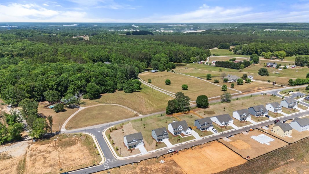 Aerial view of the Hampton Ridge community in Jefferson, GA, showing layout and nearby surroundings (Image 1). Aerial view of the Hampton Ridge community in Jefferson, GA, showing layout and nearby surroundings (Image 1).