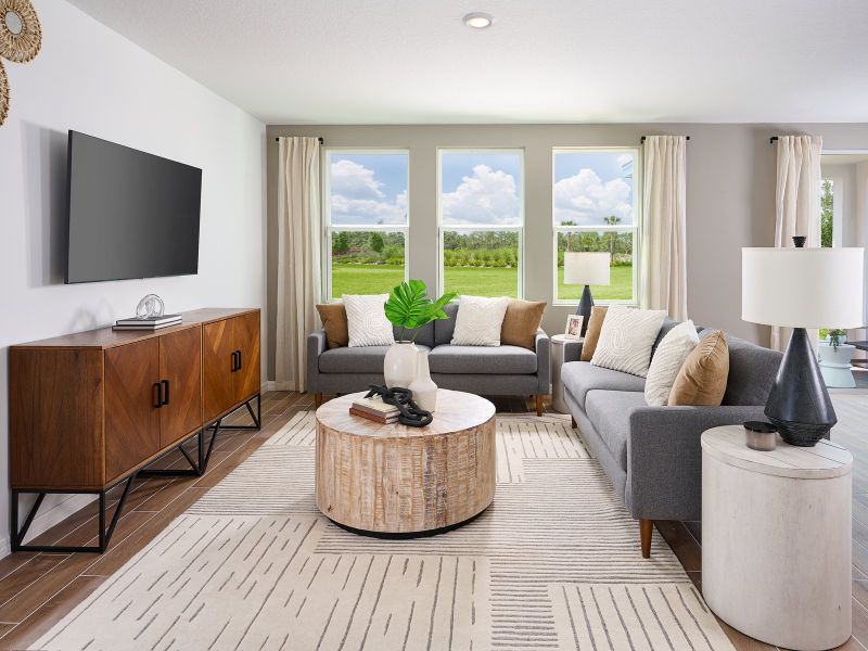 Family room in the Zion floorplan modeled at Bradbury Creek