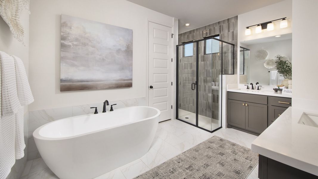 Furnished interior in a model home at 6 Creeks 45' in Kyle (Image 21). Furnished interior in a model home at 6 Creeks 45' in Kyle (Image 21).