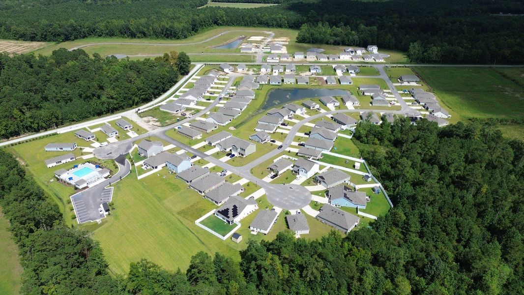 Aerial view of the Cottonwood Place community in Tabor City, NC, showing layout and nearby surroundings (Image 7). Aerial view of the Cottonwood Place community in Tabor City, NC, showing layout and nearby surroundings (Image 7).
