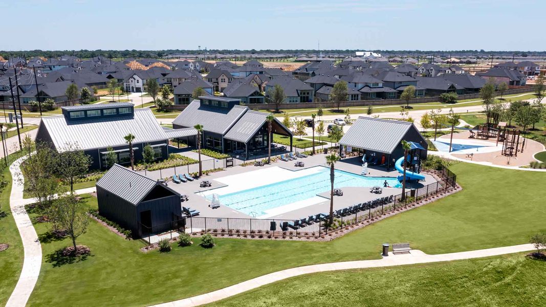 Aerial view of the The Arbor At Pecan Ridge community in Fulshear, TX, showing layout and nearby surroundings (Image 9).