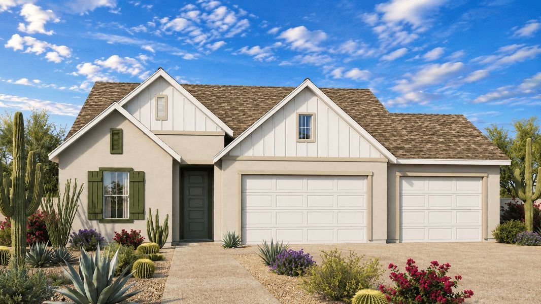 Front exterior of a home in the Silver Cross community, located in San Tan Valley, AZ (Image 13). Front exterior of a home in the Silver Cross community, located in San Tan Valley, AZ (Image 13).
