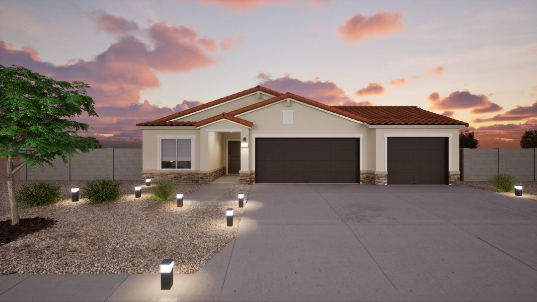 Front exterior of a home in the Cross Creek Ranch community, located in Coolidge, AZ (Image 10).