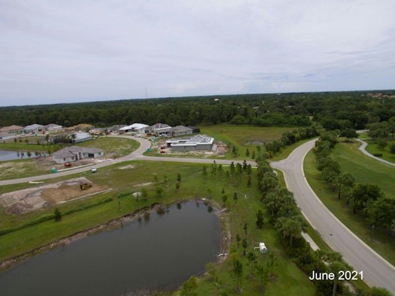 Aerial view of the Bent Pine Preserve community in Vero Beach, FL, showing layout and nearby surroundings (Image 34).