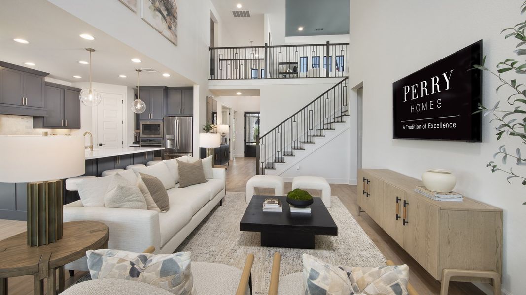 Furnished interior in a model home at Lariat 50' in Liberty Hill (Image 7).