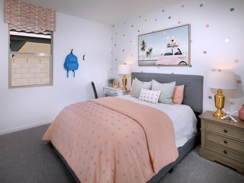 The secondary bedroom is perfect for the kiddos or guests