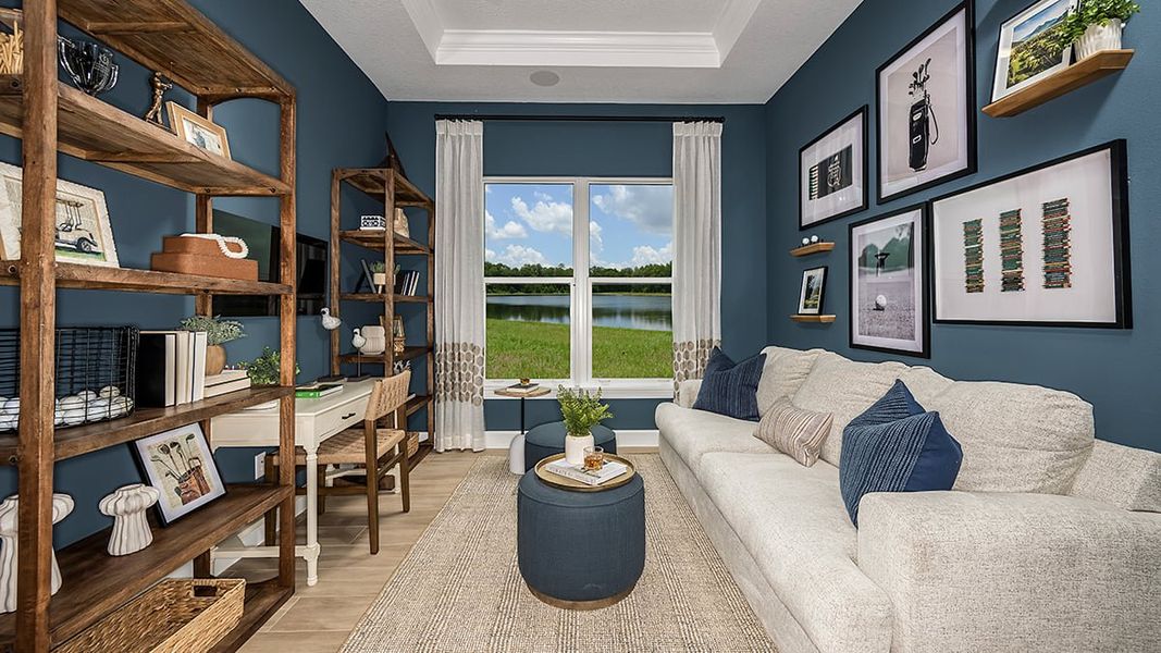 Furnished interior in a model home at Esplanade Lake Club in Fort Myers (Image 42). Furnished interior in a model home at Esplanade Lake Club in Fort Myers (Image 42).