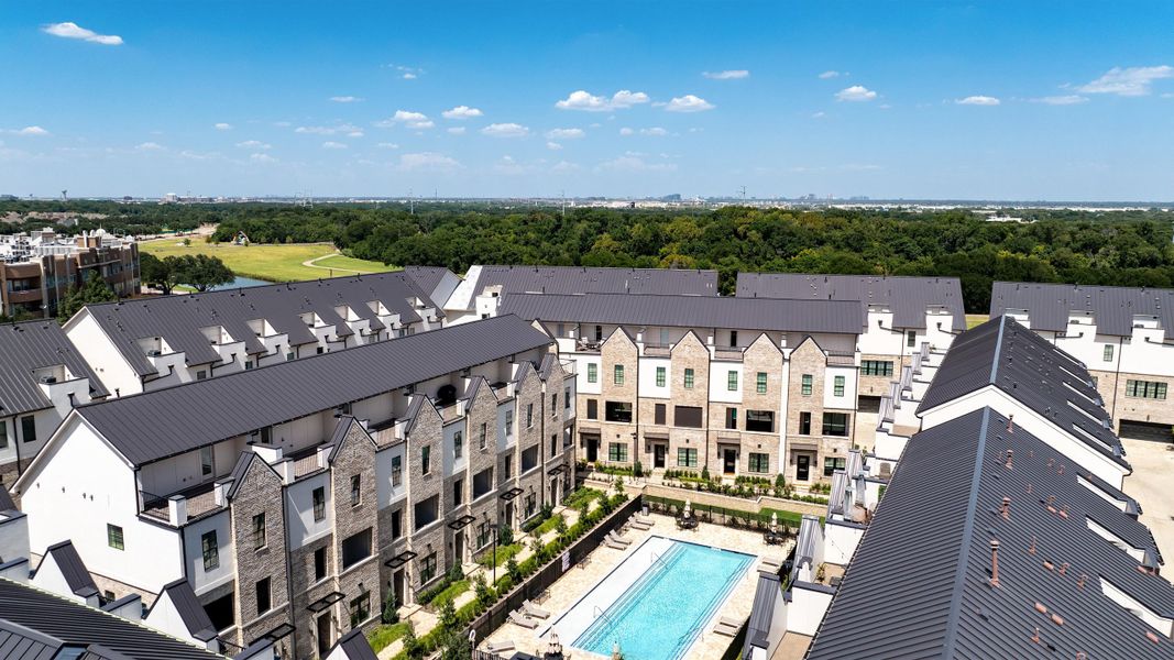 Aerial view of the Las Colinas Station community in Irving, TX, showing layout and nearby surroundings (Image 15).