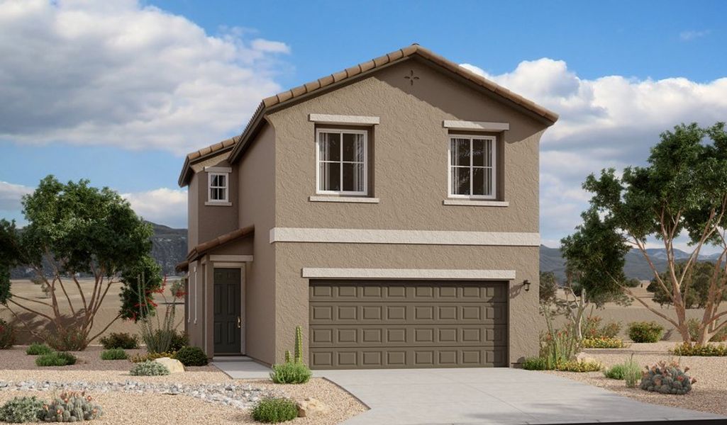 Front exterior of a home in the Meridian at Star Valley community, located in Tucson, AZ (Image 10).