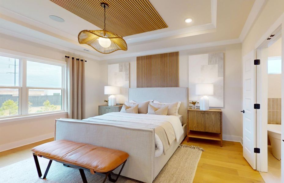 Riverton Owner's Suite in New Home at Fiddler's Glen in Williamson County by John Wieland Homes