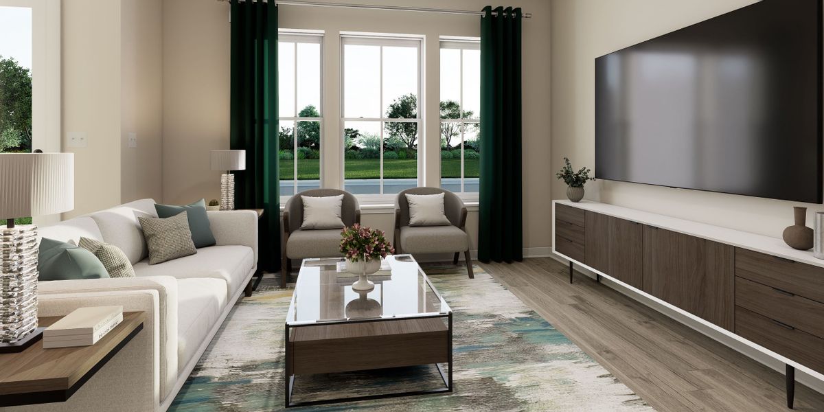 Furnished interior in a model home at Crosscreek Walk – Courtyard in Charleston (Image 11). Furnished interior in a model home at Crosscreek Walk – Courtyard in Charleston (Image 11).