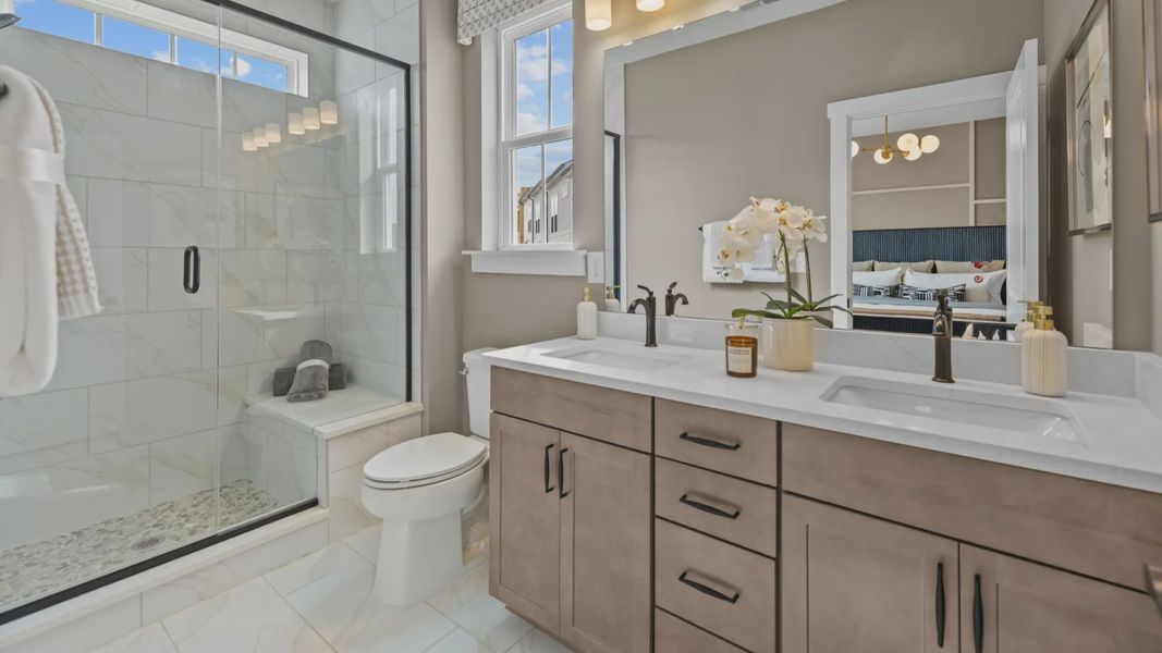 The Landon Plan by DRB Homes in River District Charlotte NC - Primary Bathroom