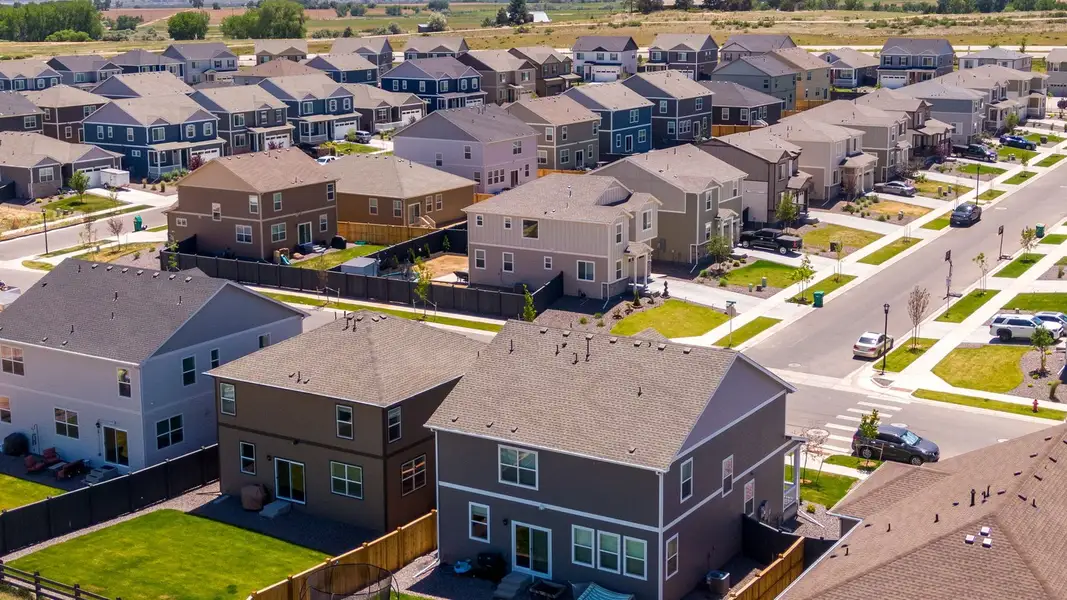 Aerial view of the Westgate community in Greeley, CO, showing layout and nearby surroundings (Image 8). Aerial view of the Westgate community in Greeley, CO, showing layout and nearby surroundings (Image 8).