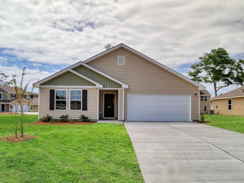 A house with a driveway.