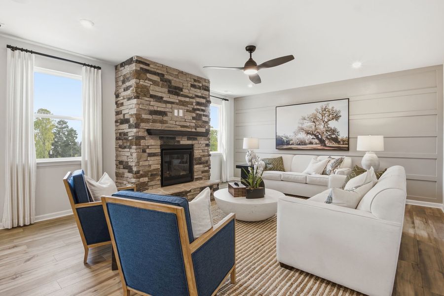 Furnished interior in a model home at Clairmont in Charlotte (Image 17).