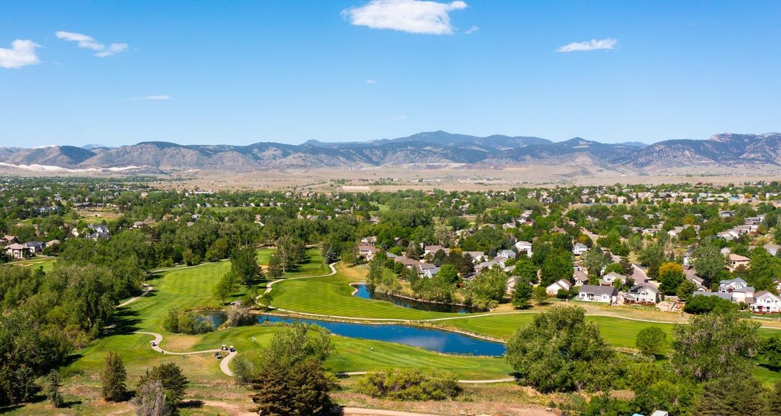 Aerial view of the Geos community in Arvada, CO, showing layout and nearby surroundings (Image 14). Aerial view of the Geos community in Arvada, CO, showing layout and nearby surroundings (Image 14).