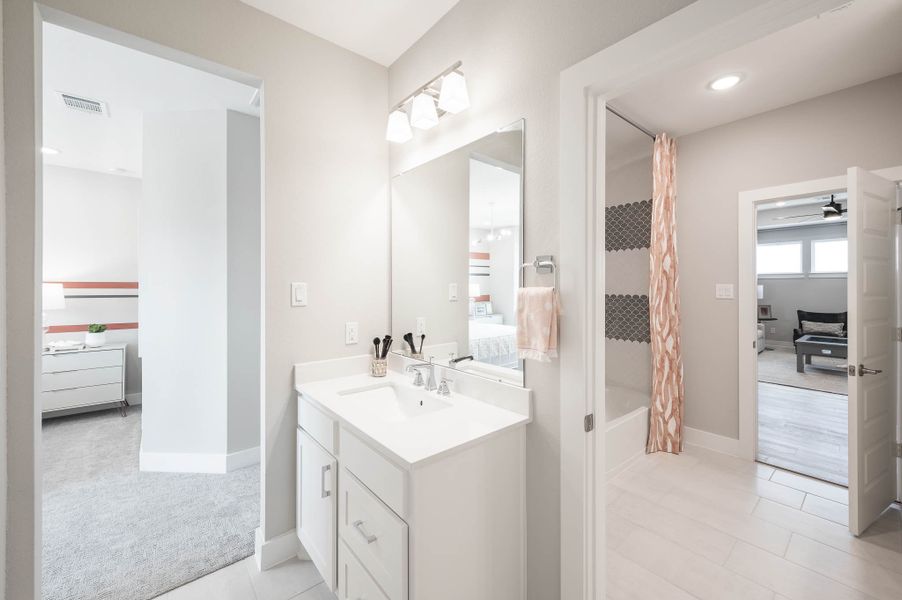 Furnished interior in a model home at Bridgeland in Cypress (Image 21).