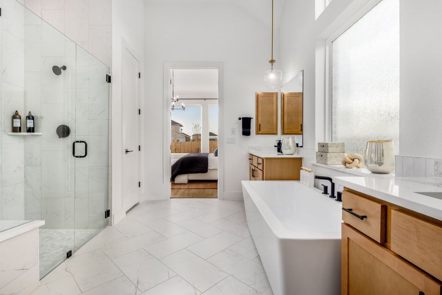 Furnished interior in a model home at The Grove at Blackhawk in Pflugerville (Image 18).