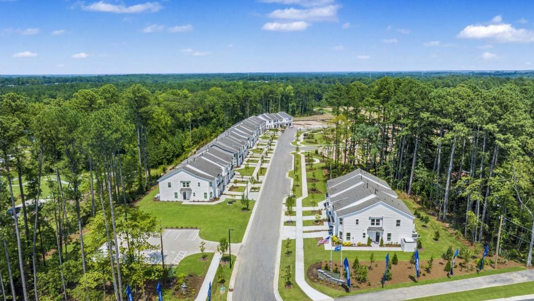 Aerial view of the Copper Run South community in Durham, NC, showing layout and nearby surroundings (Image 1). Aerial view of the Copper Run South community in Durham, NC, showing layout and nearby surroundings (Image 1).