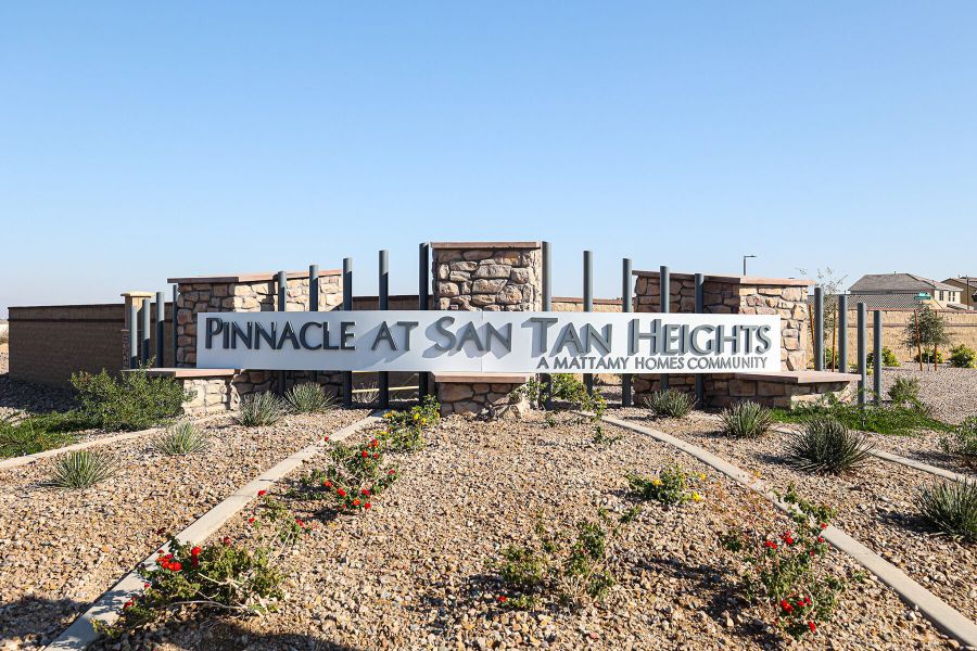 Entrance to the Pinnacle at San Tan Heights community in San Tan Valley, AZ, featuring signage and landscaping (Image 18).