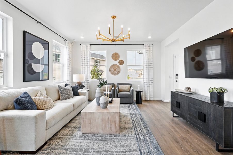 Furnished interior in a model home at Parterre Horizon Collection in Thornton (Image 7).