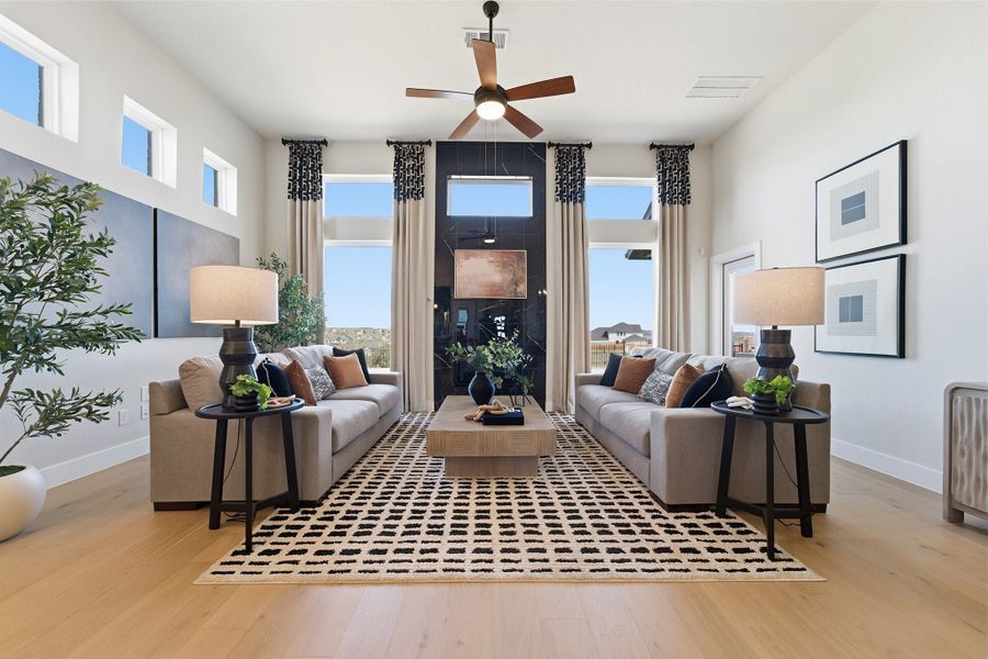 Furnished interior in a model home at Lariat in Liberty Hill (Image 31).