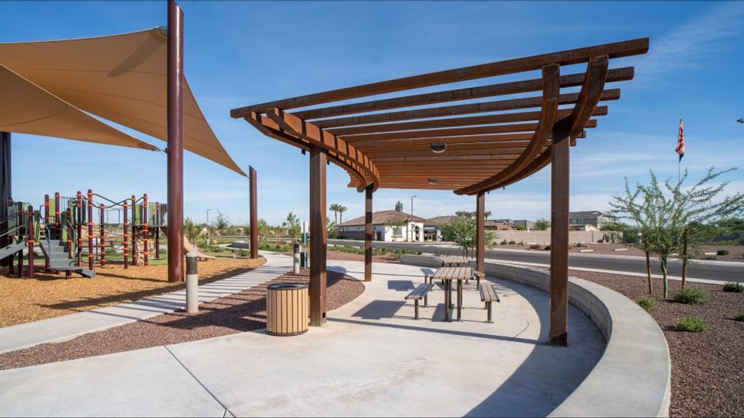 Covered picnic area and nearby playground