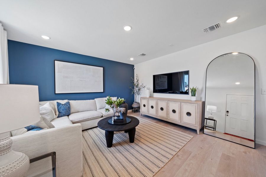 Furnished interior in a model home at The Courtyards at Stokesbury in Waller (Image 4). Furnished interior in a model home at The Courtyards at Stokesbury in Waller (Image 4).