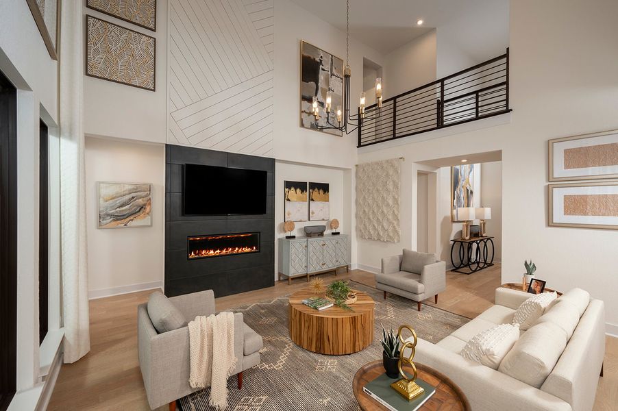 Furnished interior in a model home at 6 Creeks in Kyle (Image 10).