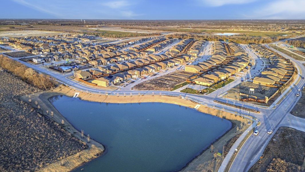 Aerial view of the The Woods at Lindsey Place community in Anna, TX, showing layout and nearby surroundings (Image 12).