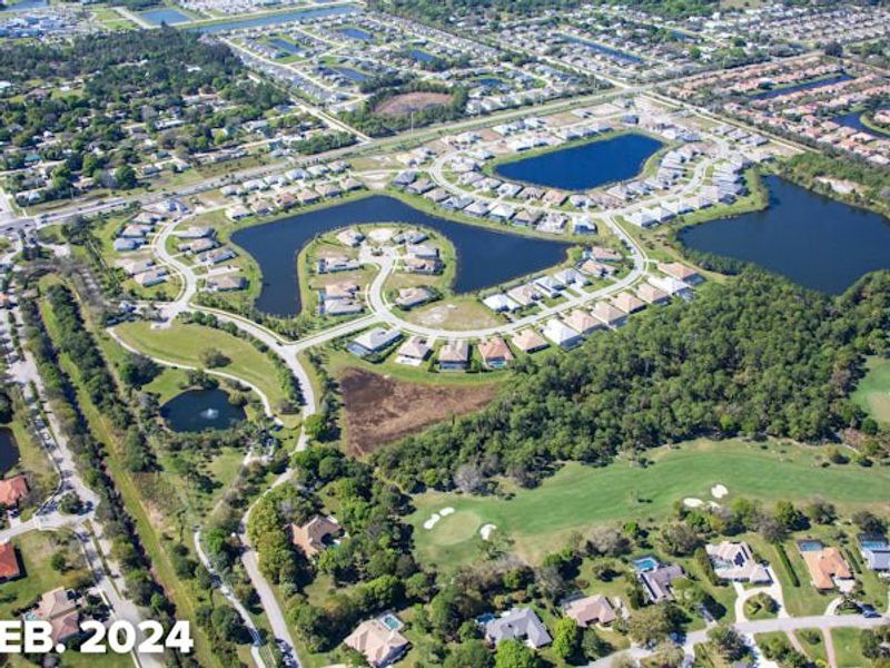 Aerial view of the Bent Pine Preserve community in Vero Beach, FL, showing layout and nearby surroundings (Image 10).