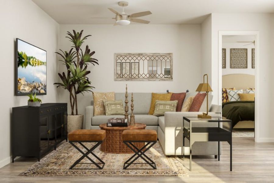 A living room with a couch and coffee table. A living room with a couch and coffee table.