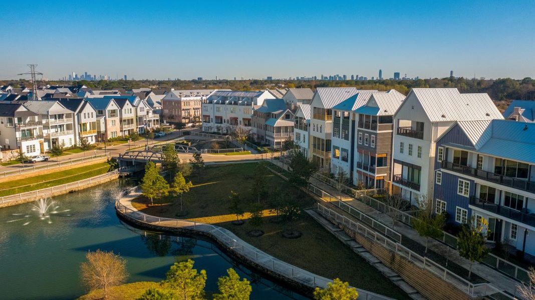 Aerial view of the Kolbe Farms community in Houston, TX, showing layout and nearby surroundings (Image 16).