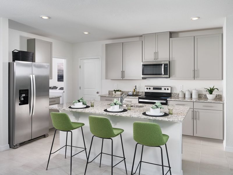 Kitchen of the Yellowstone plan modeled at The Grove at Stuart Crossing.