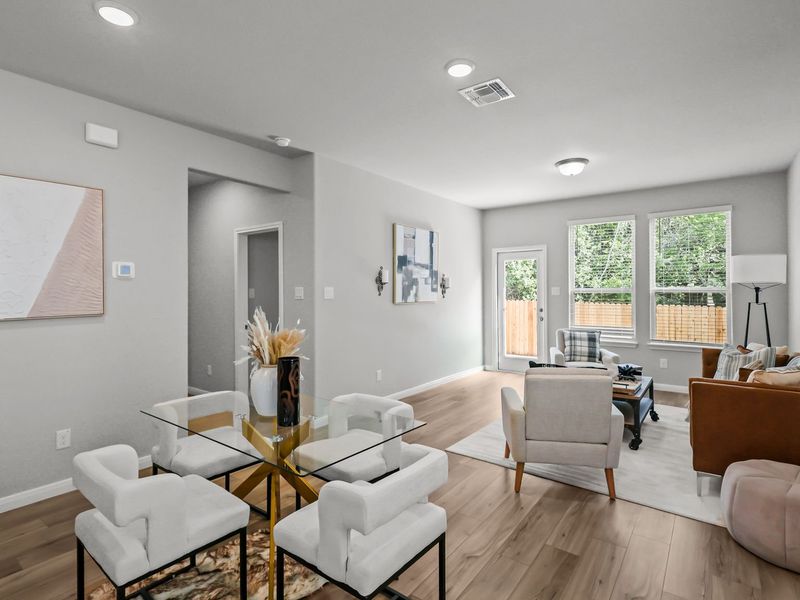 Furnished interior in a model home at Buffalo Way Villas in Houston (Image 6).