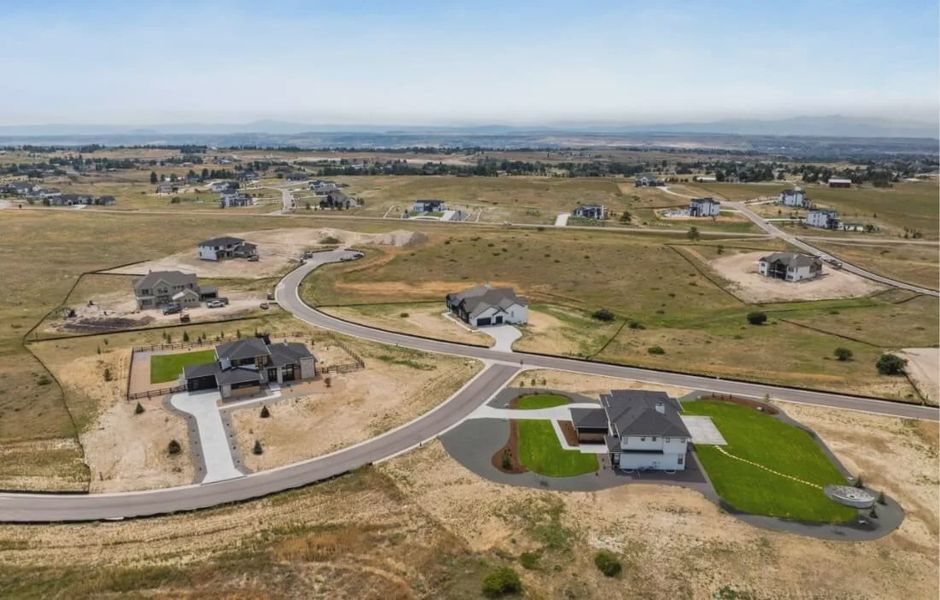 Aerial view of the Vivant community in Parker, CO, showing layout and nearby surroundings (Image 10). Aerial view of the Vivant community in Parker, CO, showing layout and nearby surroundings (Image 10).