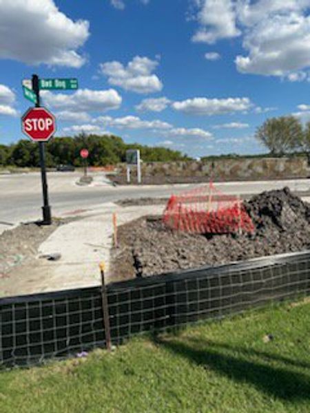 Construction in progress at Hillstead 60' by Perry Homes in Lavon, TX, showcasing a future vibrant community.