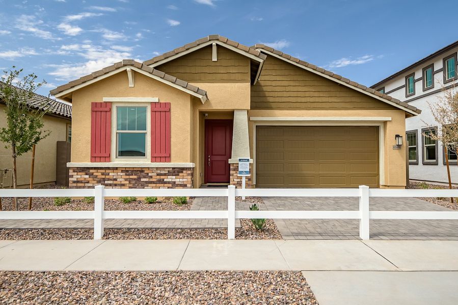 Front exterior of a home in the Mesquite at North Creek community, located in Queen Creek, AZ (Image 3). Front exterior of a home in the Mesquite at North Creek community, located in Queen Creek, AZ (Image 3).