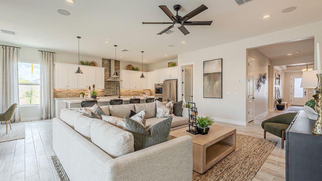 Stylish open-concept design with high-end finishes and expansive windows in Estrella, Arizona.
