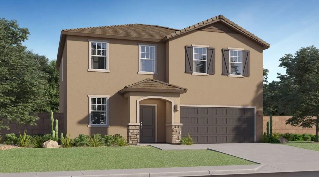 Front exterior of a home in the Bella Vista Farms: Gateway IV community, located in San Tan Valley, AZ (Image 14).