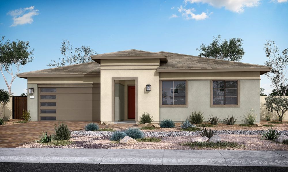 Front exterior of a home in the Bella Vista Farms community, located in San Tan Valley, AZ (Image 4).