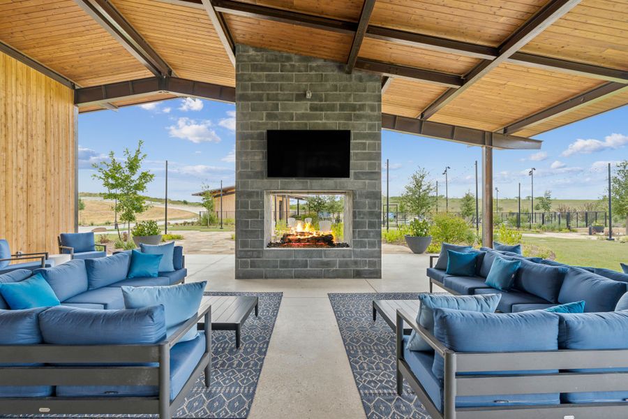 Reunion Amenity Center - Outdoor Gathering Space with Fireplace