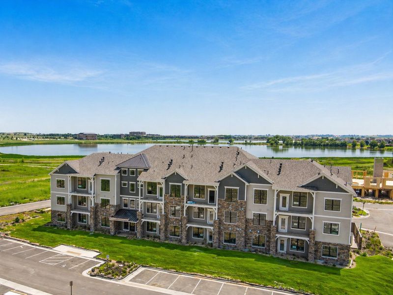 Aerial view of the The Lakes at Centerra community in Loveland, CO, showing layout and nearby surroundings (Image 11).