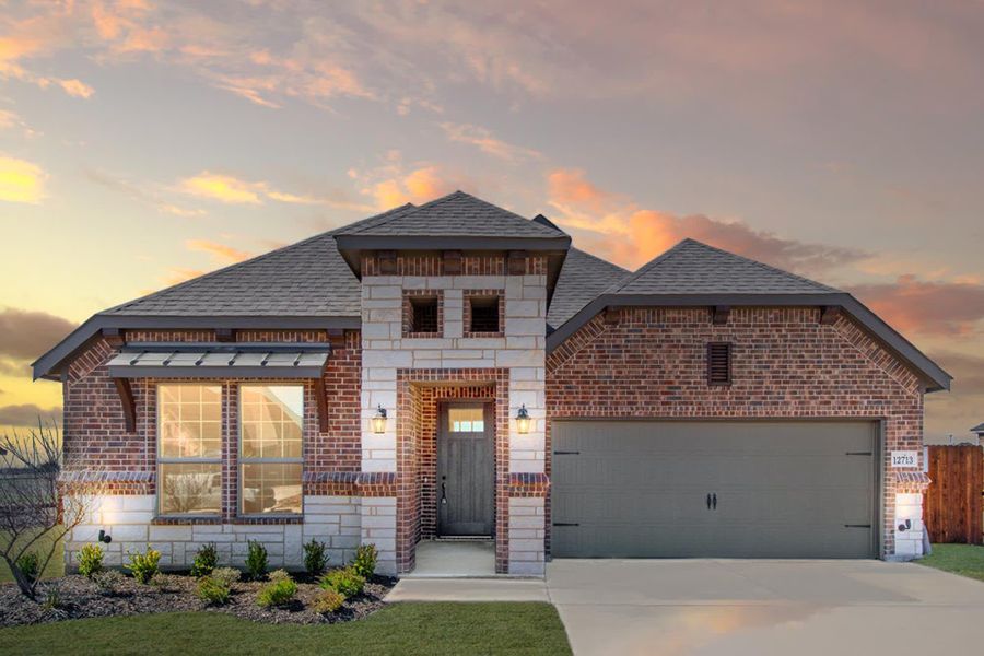 Elevation C with Stone | Concept 1841 at Coyote Crossing in Godley, TX by Landsea Homes