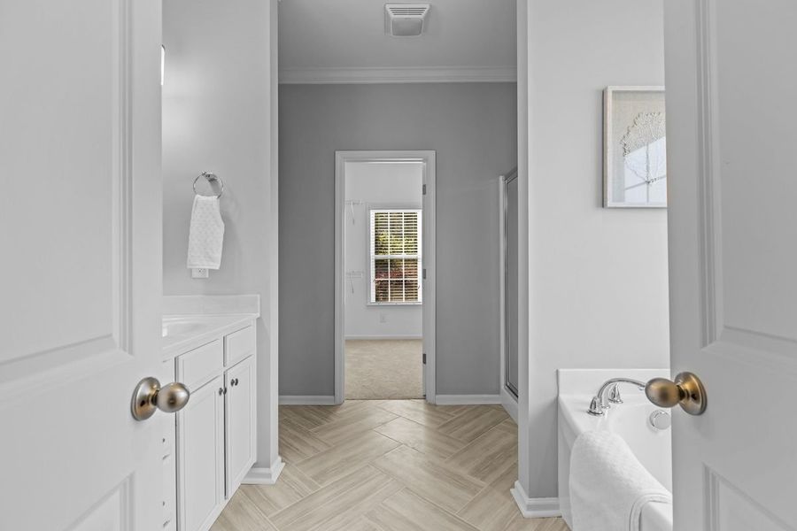 Furnished interior in a model home at The Preserve at Langston in Winterville (Image 12).