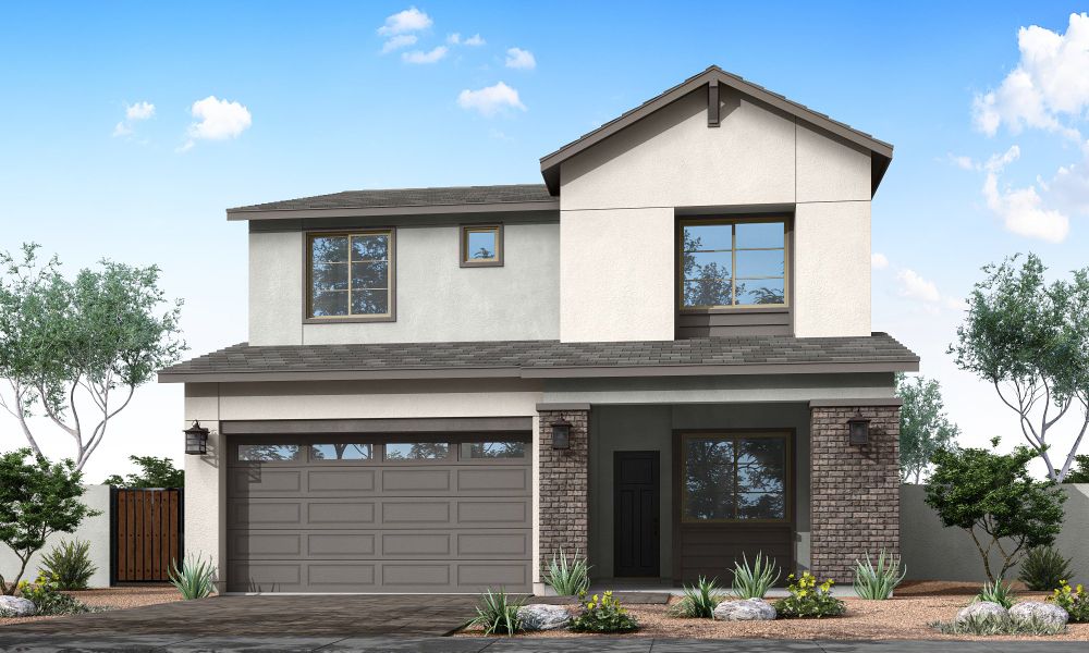 Front exterior of a home in the Brambling at Waterston Central community, located in Gilbert, AZ (Image 15).
